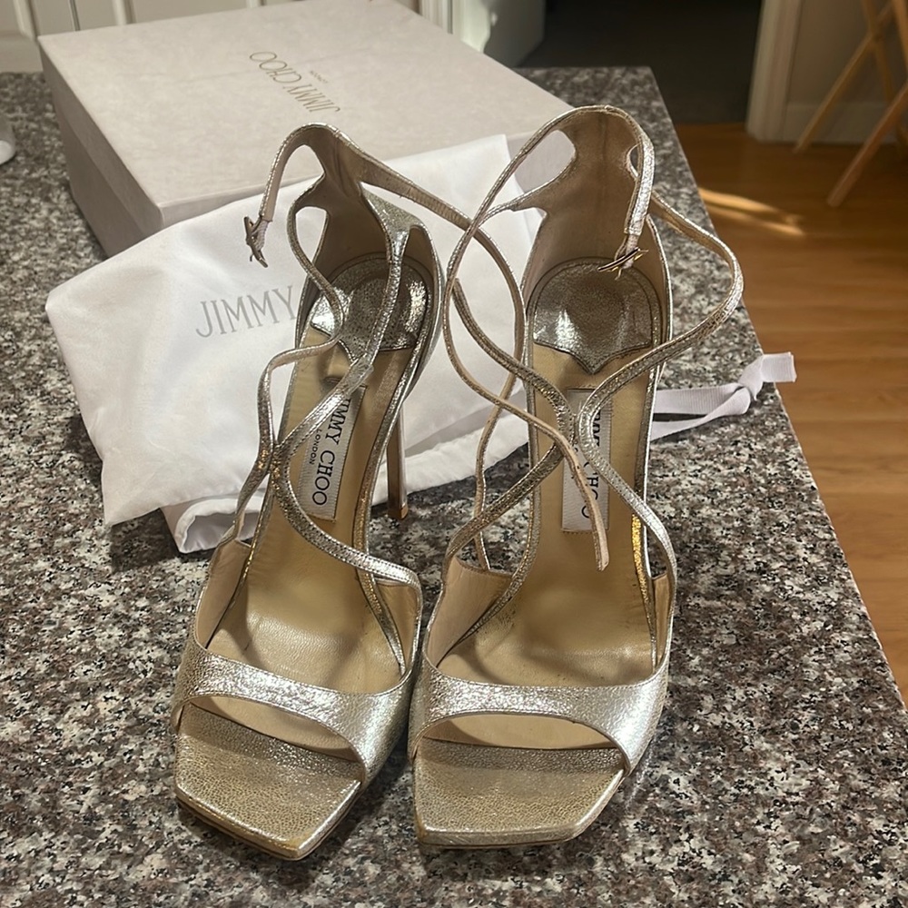 Authentic! Jimmy Choo Azia 110 Champagne Heels!